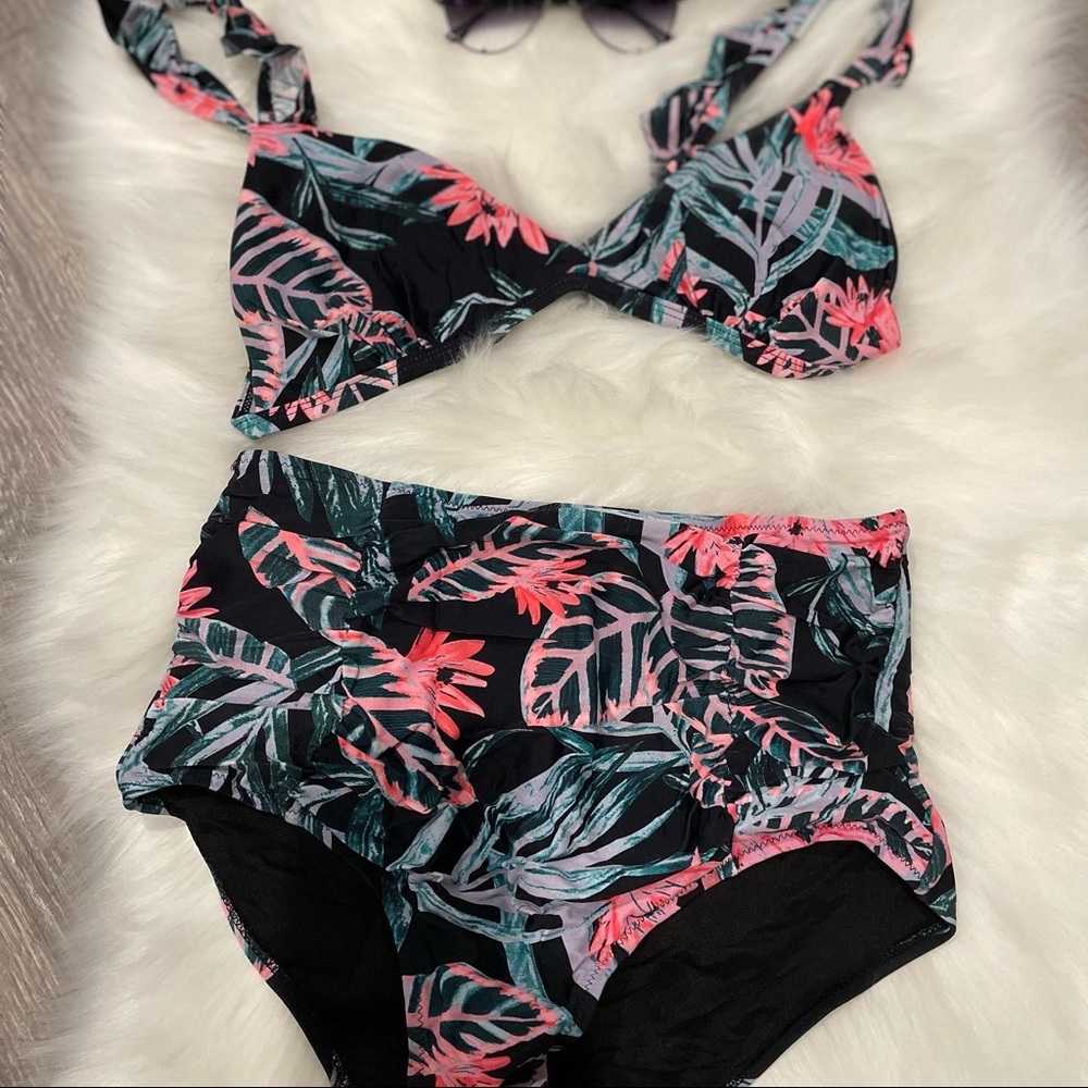 Flamingo - PLUS SIZE 2pc high waisted swimsuit